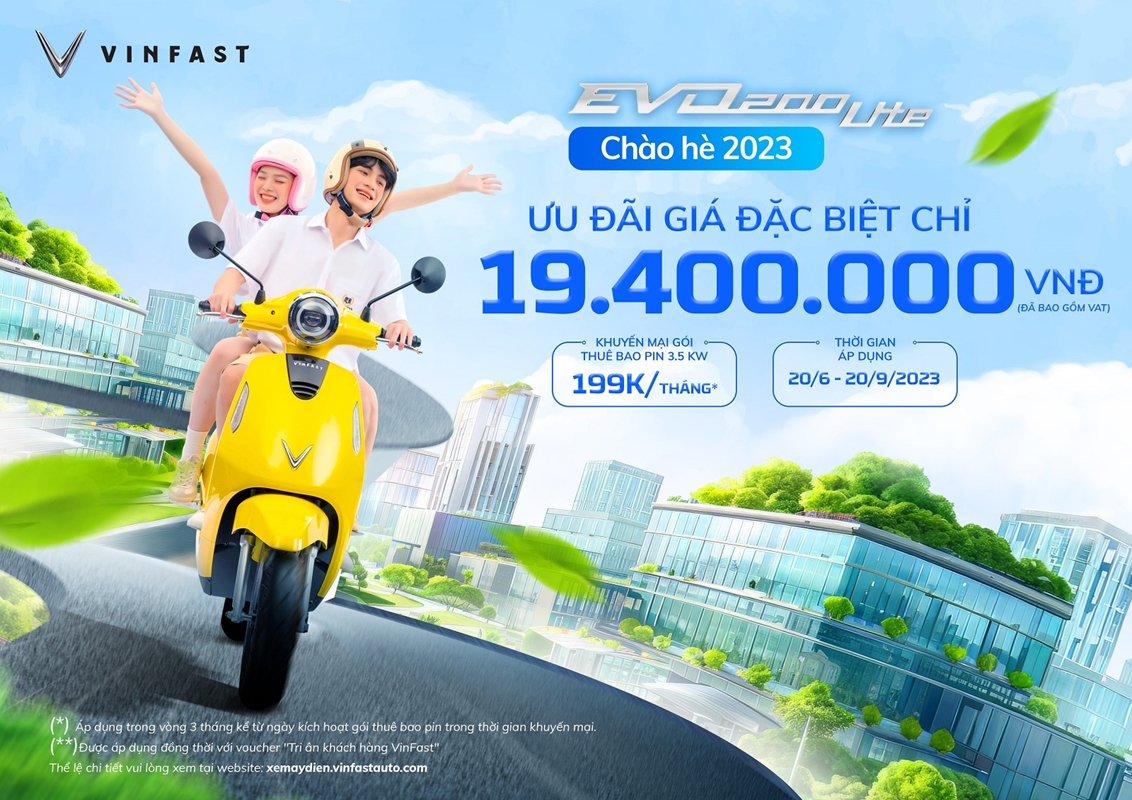 VINFAST ƯU ĐÃI ĐẶC BIỆT MÙA HÈ - EVO200 LITE VỀ GIÁ 19,4 TRIỆU ĐỒNG